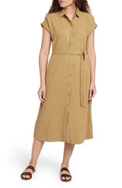 Faherty Arlie Linen-blend Shirtdress In Gold