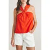 Faherty Bay Twist Top Poppy Red In Poppy Red
