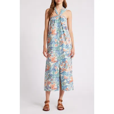 FAHERTY FAHERTY BAY TWIST SEERSUCKER HALTER DRESS