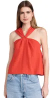 Faherty Bay Twist Top Poppy Red In Poppy Red