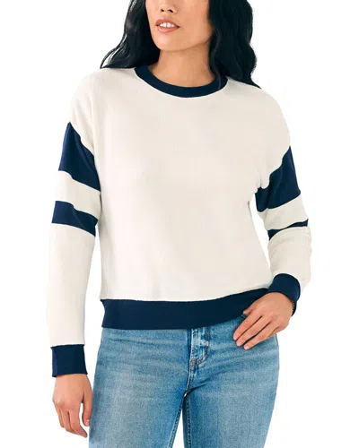 Faherty Beach Fleece Ringer Crew In Neutral