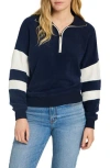 Faherty Beach Quarter Zip Fleece Pullover In Blue