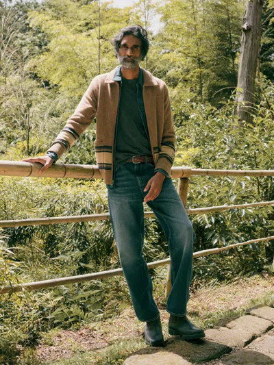 Faherty Blanket Stripe Zip Sweater In Desert Bloom Stripe