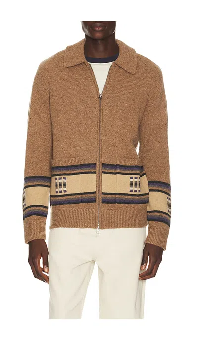 Faherty Blanket Stripe Zip Sweater In Desert Bloom Stripe