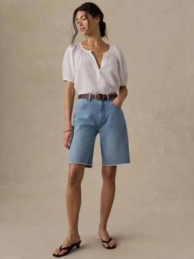 Faherty Boyfriend Denim Short In Blue