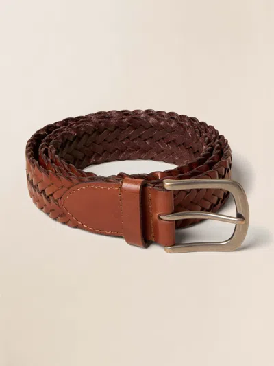 Faherty Braided Belt In Brown