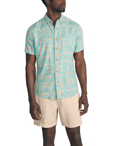 Faherty Breeze Short Sleeve Button-down Shirt In Teal Naupa