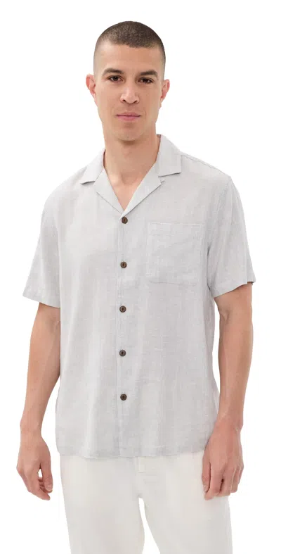 Faherty Breeze Camp Shirt Grey Shores In Gray