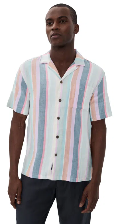 Faherty Breeze Camp Shirt Summer Skies Stripe In Multi