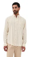 Faherty Breeze Shirt Cloud Beach Stripe In Neutral