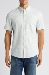 Faherty Breeze Short Sleeve Button-down Shirt In Teal Jungle Leaf Print