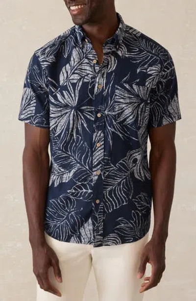 Faherty Breeze Short Sleeve Button-down Shirt In Blue