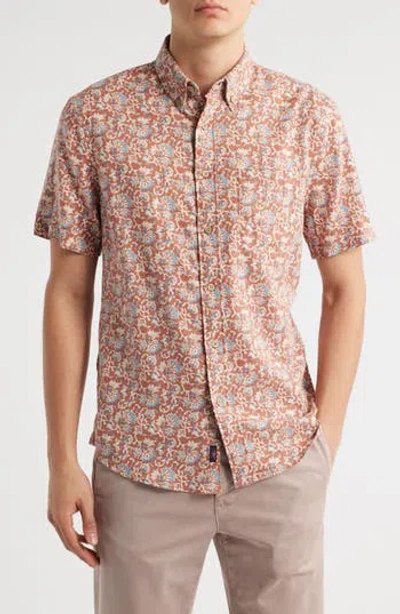 Faherty Breeze Short Sleeve Button-down Shirt In Brown