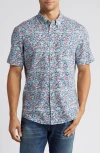 Faherty Breeze Short Sleeve Printed Button Front Shirt In Seafoam Beach Blossom