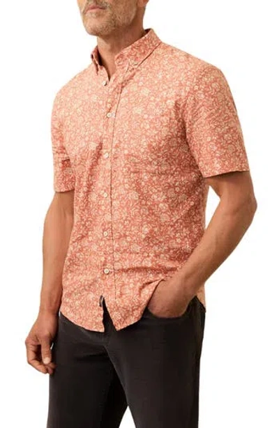 Faherty Breeze Short Sleeve Button-down Shirt In Orange