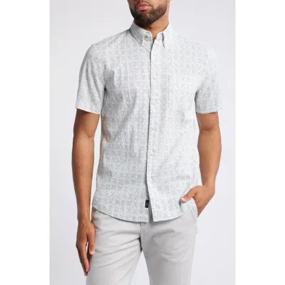 Faherty Breeze Short Sleeve Linen Blend Button-up Shirt In Icey Mist Leaf