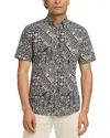 Faherty Breeze Short Sleeve Button-down Shirt In Black Kaula
