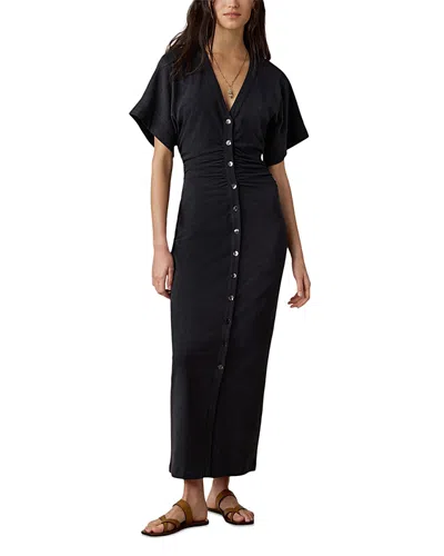 Faherty Button Front Maxi Dress In Black