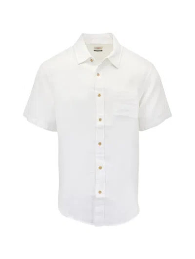 Faherty Button Linen Shirt In White