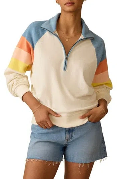 Faherty Cabana Colorblock Terry Cloth Quarter Zip Pullover In Multi