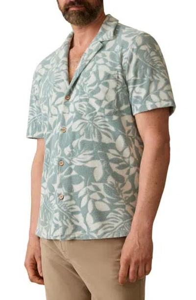 Faherty Cabana Floral Short Sleeve Terry Cloth Button-up Shirt In Green