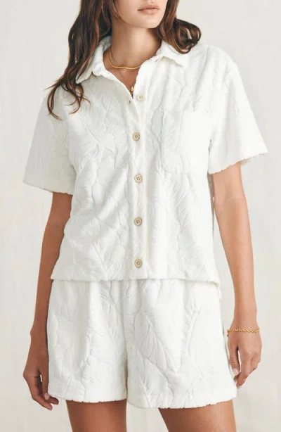 Faherty Cabana Leaf Jacquard French Terry Button-up Shirt In Tropic Fern