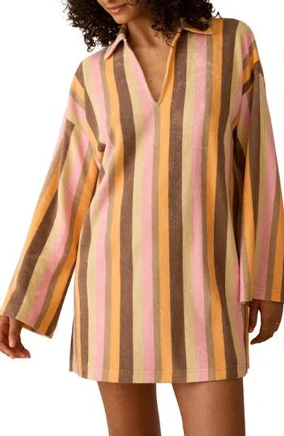 Faherty Cabana Long Sleeve Towel Terry Minidress In Multi