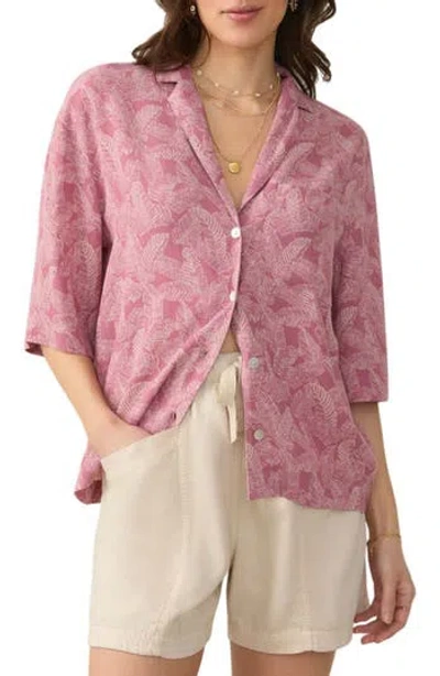 Faherty Cabana Short Sleeve Shirt In Pink