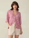 Faherty Cabana Short-sleeve Shirt In Dusty Rose Banana Leaf