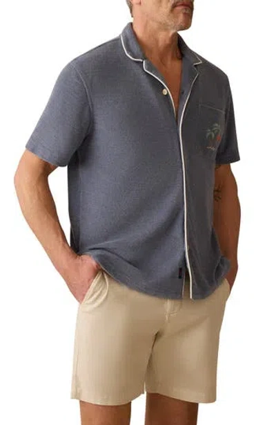 Faherty Cabana Terry Cloth Camp Shirt In Gray