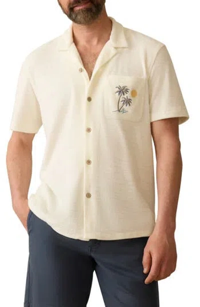 Faherty Cabana Terry Cloth Camp Shirt In Yellow