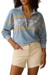 Faherty Cabana Terry Cloth Quarter Zip Pullover In Blue