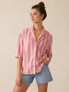 Faherty Cabana Towel Terry Camp Shirt In Pink