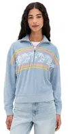 Faherty Cabana Towel Terry Quarter Zip Palm Rainbow Beach In Blue