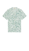 Faherty Cabana Towel Terry Shirt Poolside Foliage Teal In Blue