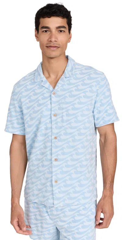 Faherty Cabana Towel Terry Shirt Endless Peaks In Blue