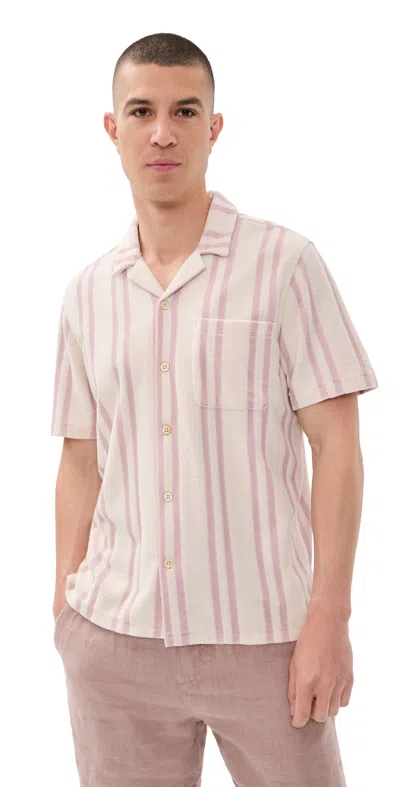 Faherty Short Sleeve Relaxed Fit Cabana Towel Terry Shirt In Pink