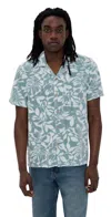 Faherty Cabana Towel Terry Shirt Poolside Foliage Teal In Blue
