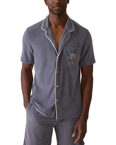 Faherty Cabana Towel Terry Shirt In Purple