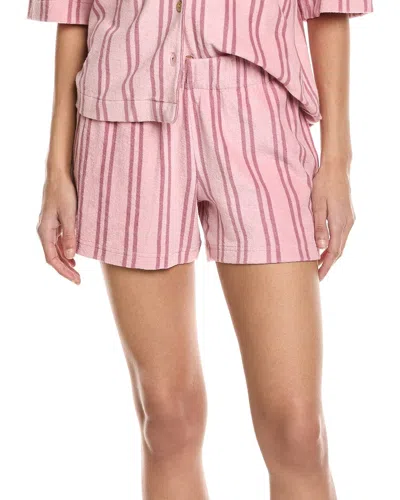 Faherty Cabana Stripe Terry Cloth Shorts In Pink