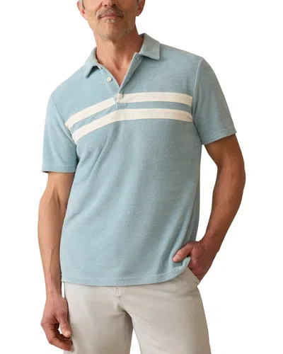 Faherty Cabana Towel Terry Surf Stripe Polo In Blue
