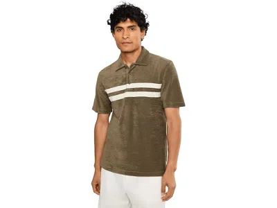 Faherty Cabana Towel Terry Surf Stripe Polo Men's Short Sleeve Knit Island Brown: 2xl