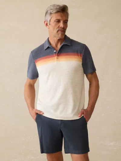 Faherty Cabana Towel Terry Surf Stripe Polo Shirt