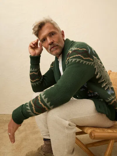 Faherty Camp Cardigan Forest Lake In Green