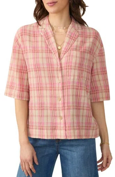 Faherty Canyon Haze Plaid Organic Cotton Gauze Camp Shirt In Pink