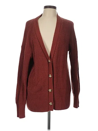 Pre-owned Faherty Cardigan Sweater In Burgundy