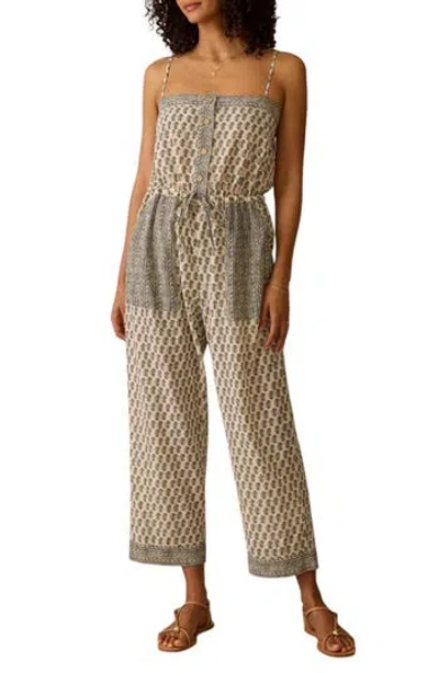 Faherty Catalina Mixed Print Linen Jumpsuit In Neutral