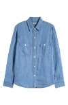 Faherty Chambray Button-up Shirt In Aspen Stripe Wash