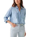 Faherty Chambray Button-up Shirt In Mid Wash
