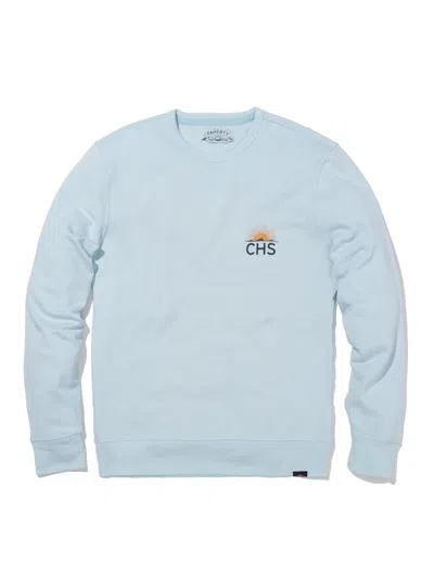 Faherty Charleston Long-sleeve Terry Crewneck T-shirt In Blue Oasis